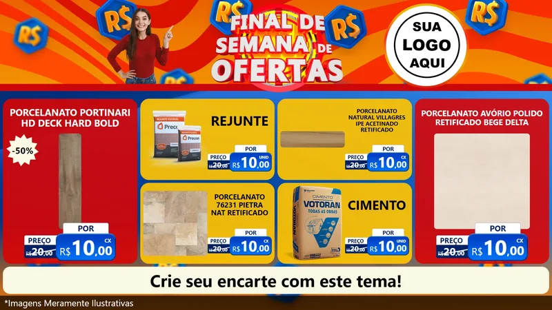 Modelo de TV para TV Horizontal com o tema Final de Semana de Ofertas para Pisos e revestimentos