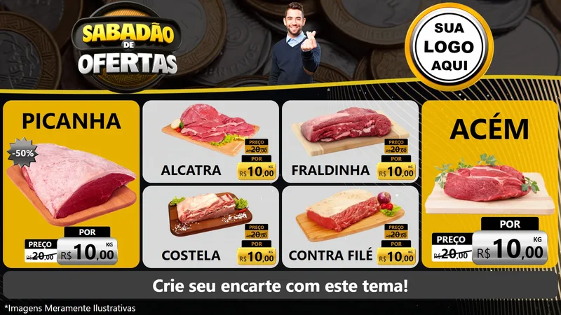 Modelo de TV para TV Horizontal com o tema Sabadão de Ofertas para Açougue