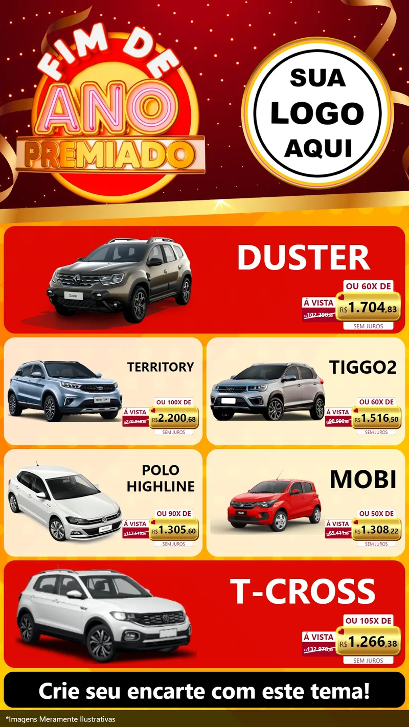 Modelo de TV para TV Vertical com o tema Fim de Ano Premiado para Concessionaria de Carros
