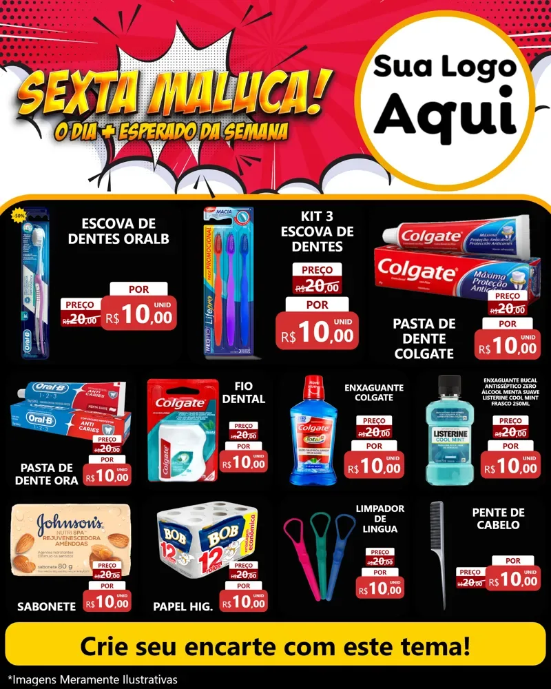 Modelo de Rede Social para Feed Instagram com o tema Sexta Maluca! para Higiene Pessoal