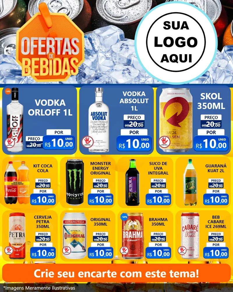 Modelo de Rede Social para Feed Instagram com o tema Ofertas de Bebidas para Distribuidora de bebidas