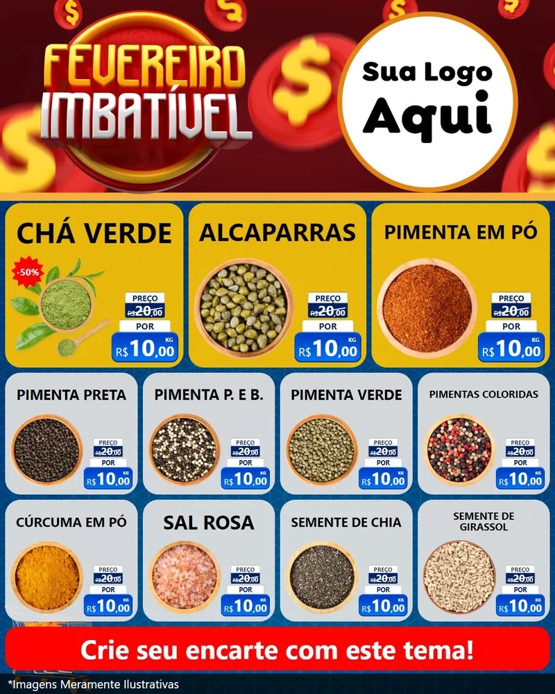 Modelo de Rede Social para Feed Instagram com o tema Fevereiro Imbatível para Produtos Naturais