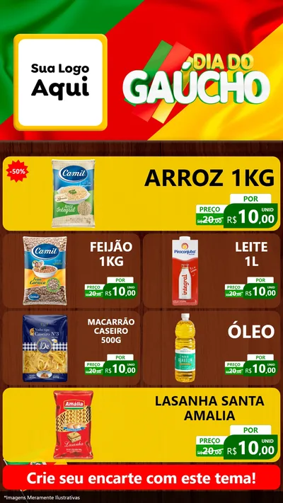 Modelo de TV para TV Vertical com o tema Dia do Gaúcho para Supermercado