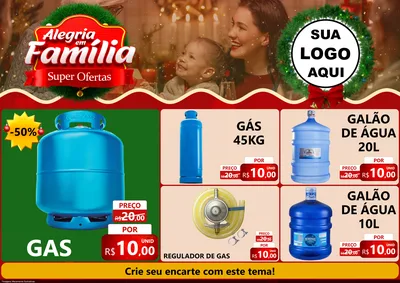 Modelo de Encarte para Encarte A4 Horizontal com o tema Alegria Em Família - Super Ofertas para Água e gás