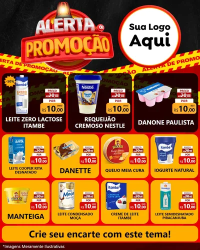 Modelo de Rede Social para Feed Instagram com o tema Alerta de Promoção para Frios e Laticínios
