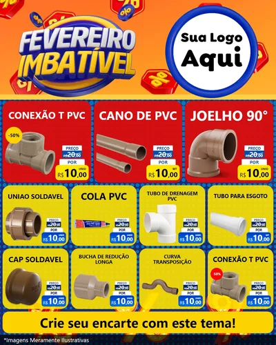 Modelo de Rede Social para Feed Instagram com o tema Fevereiro Imbatível para Tubos e conexões