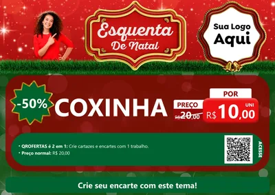 Modelo de Cartaz para Cartaz A4 Horizontal com o tema Esquenta de Natal para Salgadaria