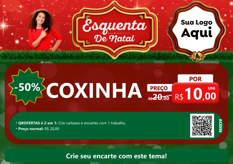 Modelo de Cartaz para Cartaz A4 Horizontal com o tema Esquenta de Natal para Salgadaria
