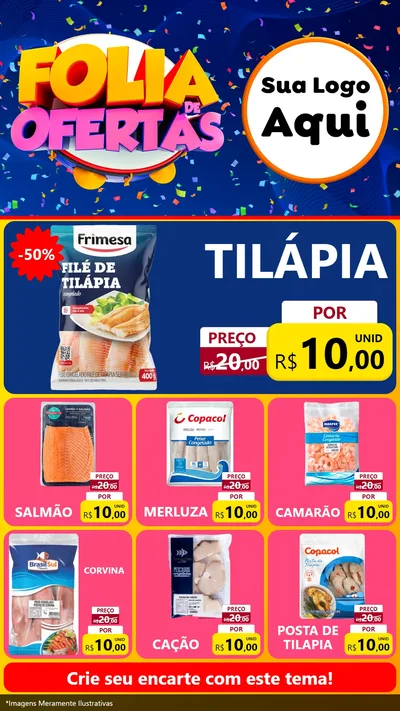 Modelo de Rede Social para Stories com o tema Folia de Ofertas para Peixaria