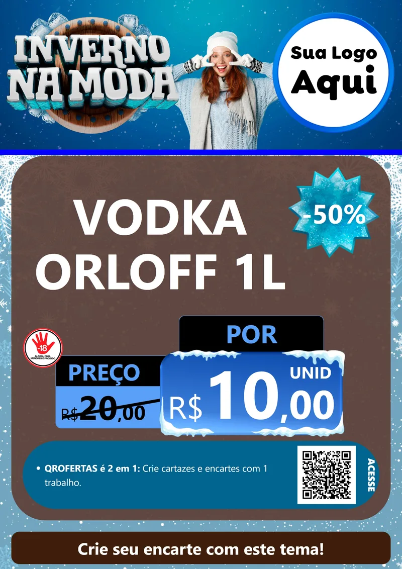 Modelo de Cartaz para Cartaz A4 Vertical com o tema Inverno na Moda para Distribuidora de bebidas