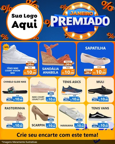 Modelo de Rede Social para Feed Instagram com o tema Janeiro Premiado para Calçados