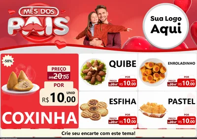Modelo de Encarte para Encarte A4 Horizontal com o tema Mês dos Pais para Salgadaria
