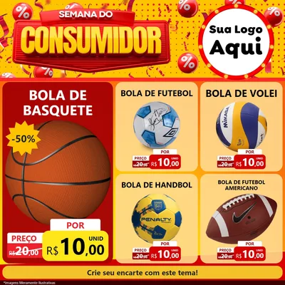 Modelo de Rede Social para Feed Facebook com o tema Semana do Consumidor para Artigos Esportivos