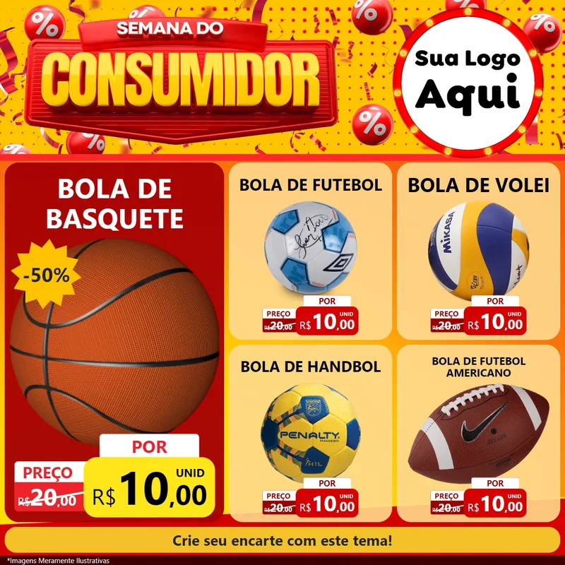 Modelo de Rede Social para Feed Facebook com o tema Semana do Consumidor para Artigos Esportivos