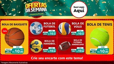 Modelo de TV para TV Horizontal com o tema Ofertas da Semana Farroupilha para Artigos Esportivos