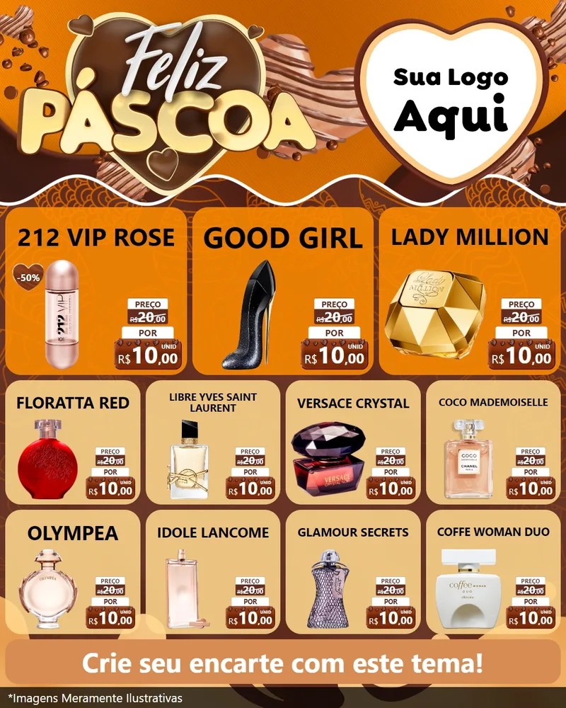 Modelo de Rede Social para Feed Instagram com o tema Feliz Páscoa para Perfumes