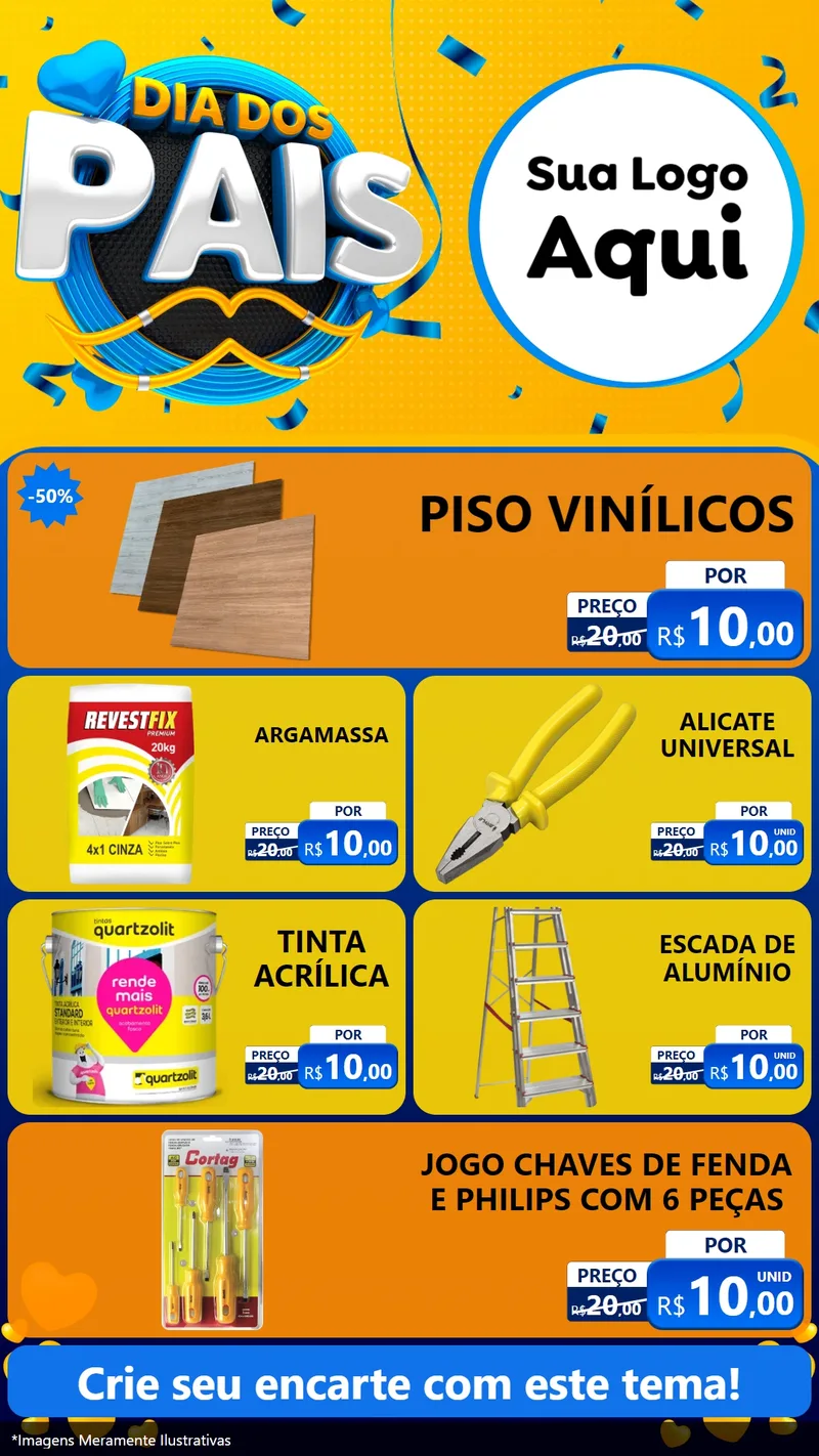 Modelo de TV para TV Vertical com o tema Dia dos Pais para Material para Construção