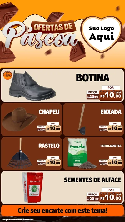 Modelo de TV para TV Vertical com o tema Ofertas de Páscoa para Agropecuária