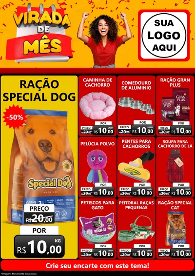 Modelo de Encarte para Encarte A4 Vertical com o tema Virada de Mês para Pet Shop