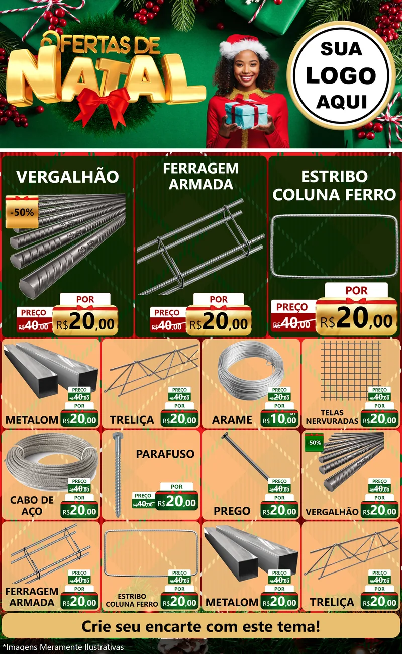 Modelo de Encarte para Encarte Grande com o tema Ofertas de Natal para Ferragens