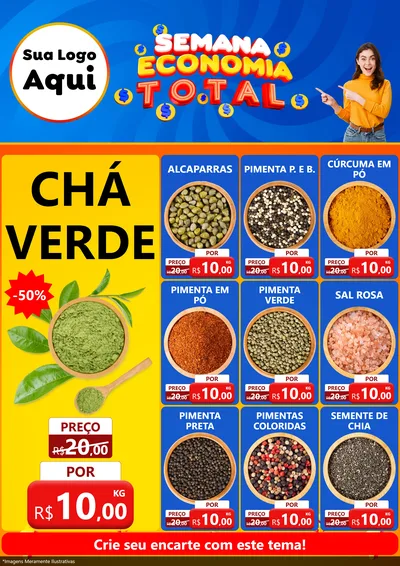 Modelo de Encarte para Encarte A4 Vertical com o tema Semana Economia Total para Produtos Naturais