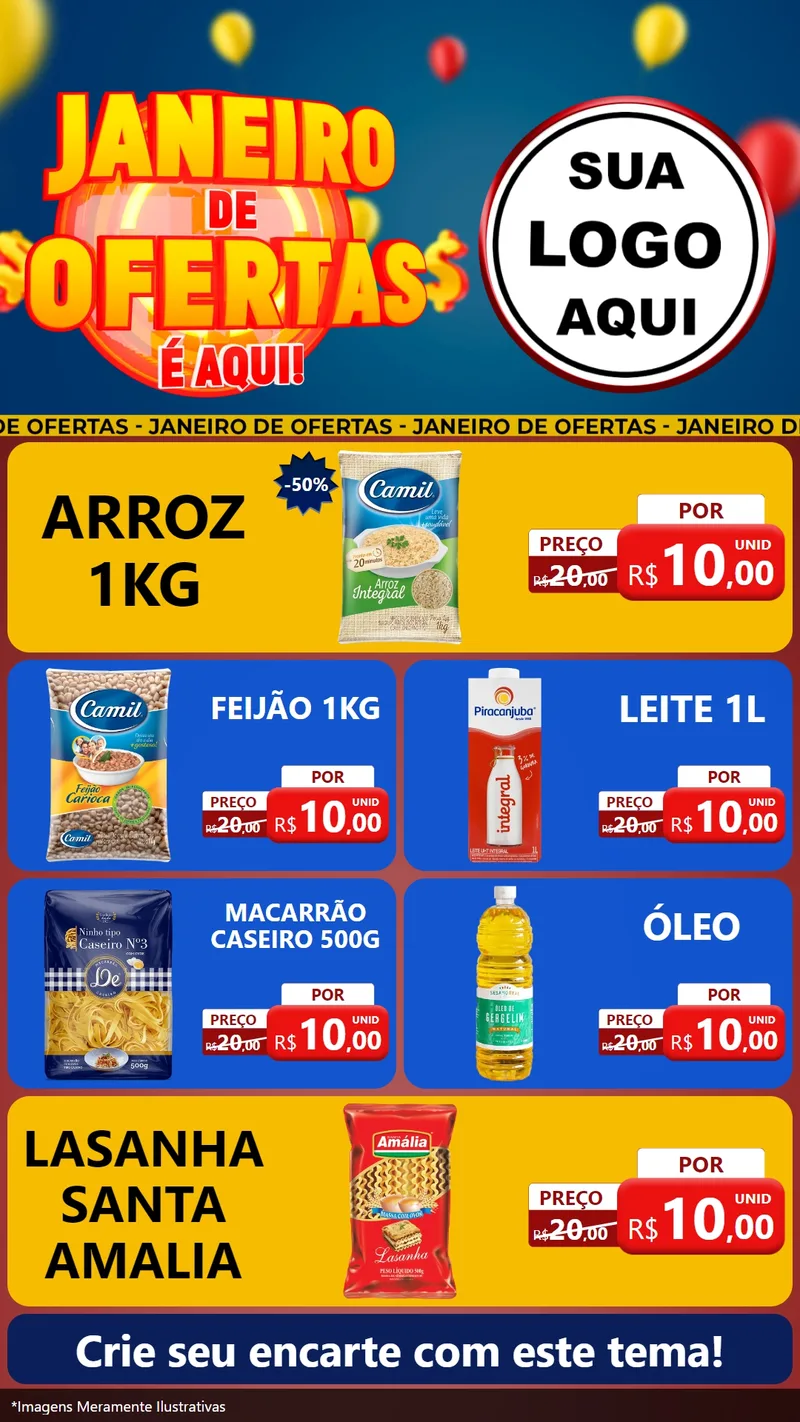 Modelo de TV para TV Vertical com o tema Janeiro de Ofertas É Aqui! para Supermercado