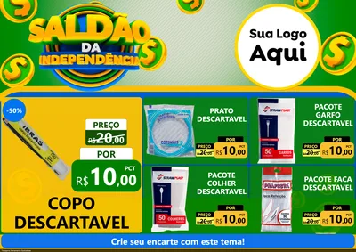 Modelo de Encarte para Encarte A4 Horizontal com o tema Saldão da Indepêndencia para Embalagens