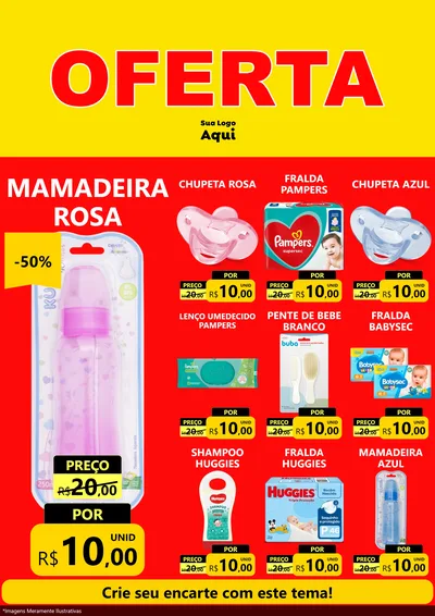 Modelo de Encarte para Encarte A4 Vertical com o tema OFERTA - Vermelho Cartaz para Bebês