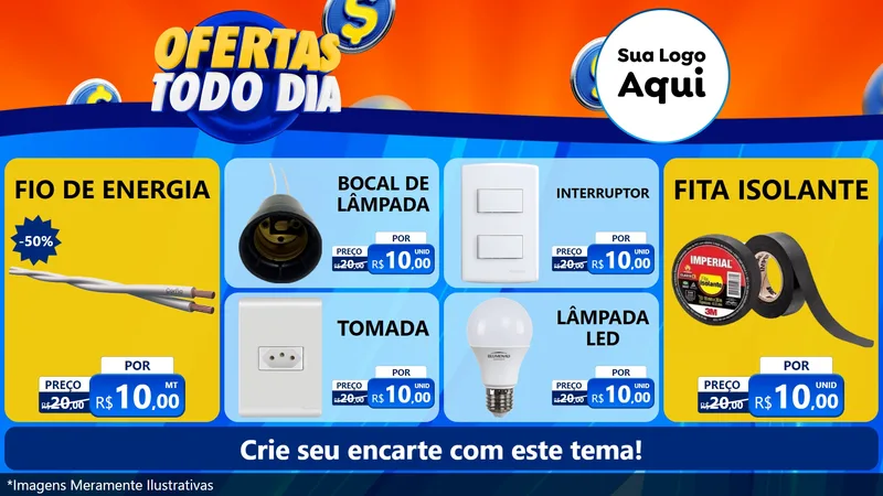 Modelo de TV para TV Horizontal com o tema Ofertas Todo Dia para Materiais Elétricos