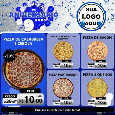 Modelo de Rede Social para Feed Facebook com o tema Promoção de Aniversário - 9 Anos para Pizzaria