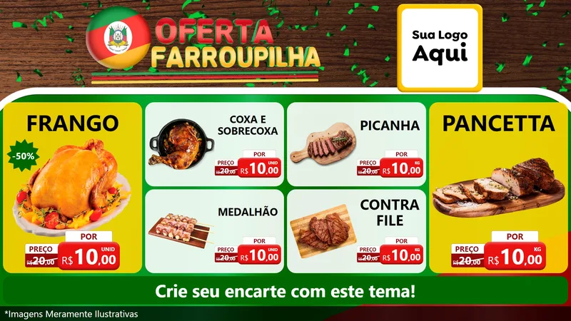 Modelo de TV para TV Horizontal com o tema Oferta Farroupilha para Assados