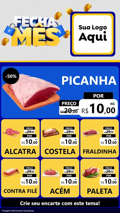 Modelo de Rede Social para Stories com o tema Fecha Mês para Açougue