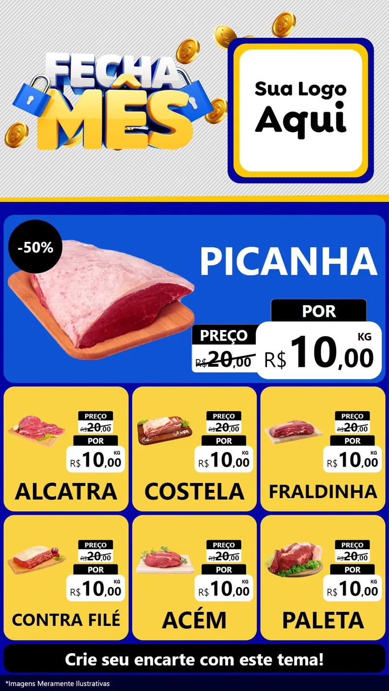 Modelo de Rede Social para Stories com o tema Fecha Mês para Açougue