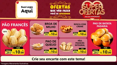 Modelo de TV para TV Horizontal com o tema Dia dos Namorados para Padaria
