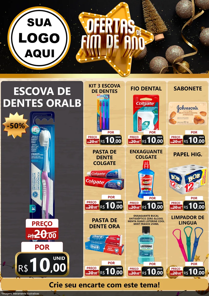 Modelo de Encarte para Encarte A4 Vertical com o tema Ofertas de Fim de Ano para Higiene Pessoal