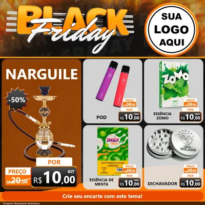 Modelo de Rede Social para Feed Facebook com o tema Black Friday para Tabacaria