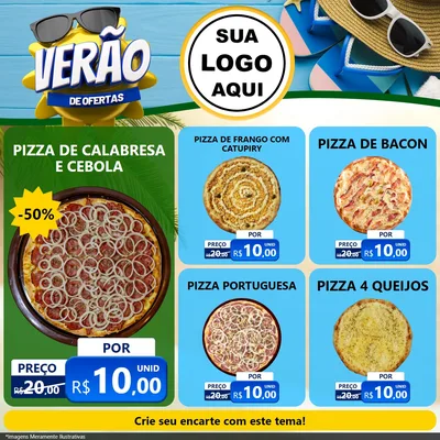 Modelo de Rede Social para Feed Facebook com o tema Verão de Ofertas para Pizzaria