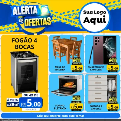 Modelo de Rede Social para Feed Facebook com o tema Alerta de Ofertas para Móveis e Eletro