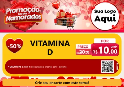 Modelo de Cartaz para Cartaz A4 Horizontal com o tema Promoção Dia dos Namorados para Farmácia