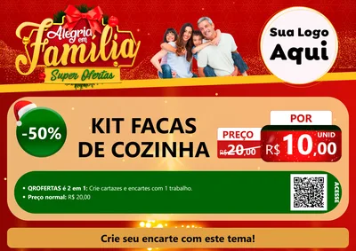 Modelo de Cartaz para Cartaz A4 Horizontal com o tema Alegria em Família Super Ofertas - Natal para Utilidades Domésticas