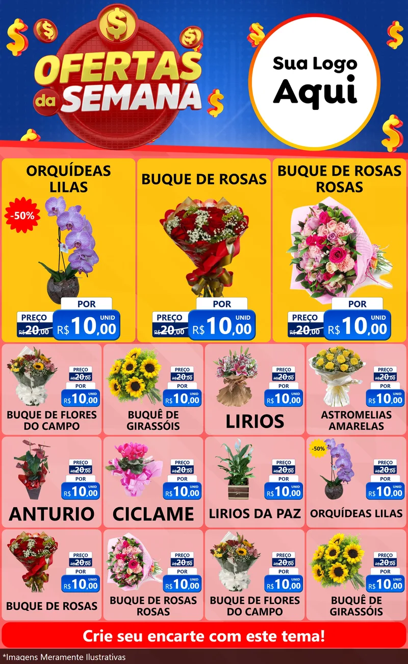 Modelo de Encarte para Encarte Grande com o tema Ofertas Da Semana para Floricultura e jardim