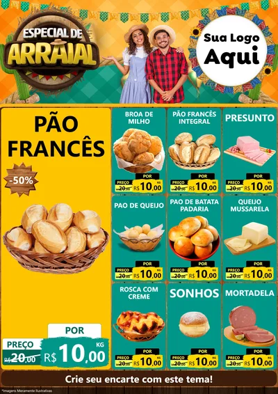 Modelo de Encarte para Encarte A4 Vertical com o tema Especial De Arraial para Padaria