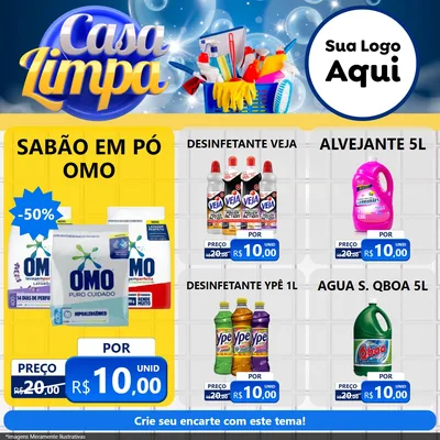 Modelo de Rede Social para Feed Facebook com o tema Casa Limpa para Produtos de Limpeza