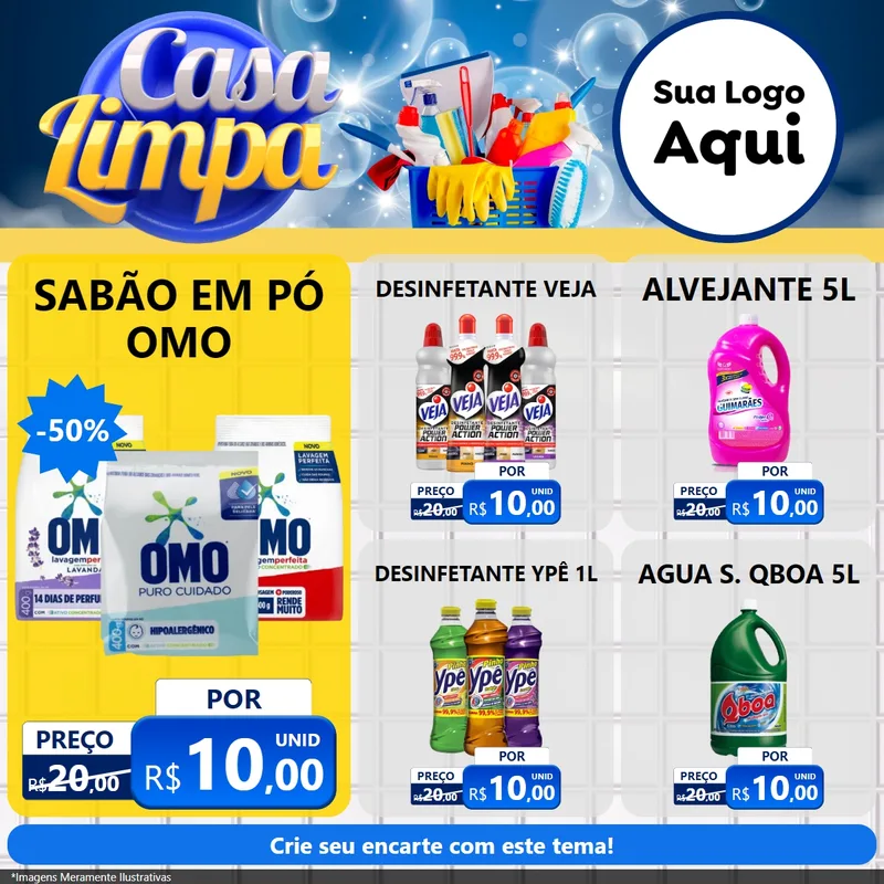 Modelo de Rede Social para Feed Facebook com o tema Casa Limpa para Produtos de Limpeza