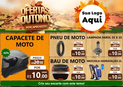 Modelo de Encarte para Encarte A4 Horizontal com o tema Ofertas de Outono - Vem, Aproveite! para Moto peças