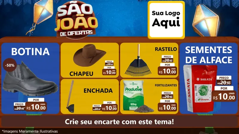 Modelo de TV para TV Horizontal com o tema São João Ofertas Imbatíveis! - Junina para Agropecuária