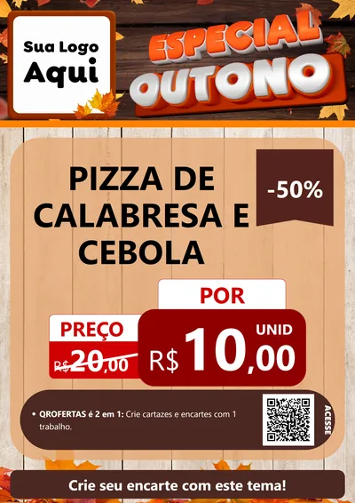 Modelo de Cartaz para Cartaz A4 Vertical com o tema Especial Outono para Pizzaria