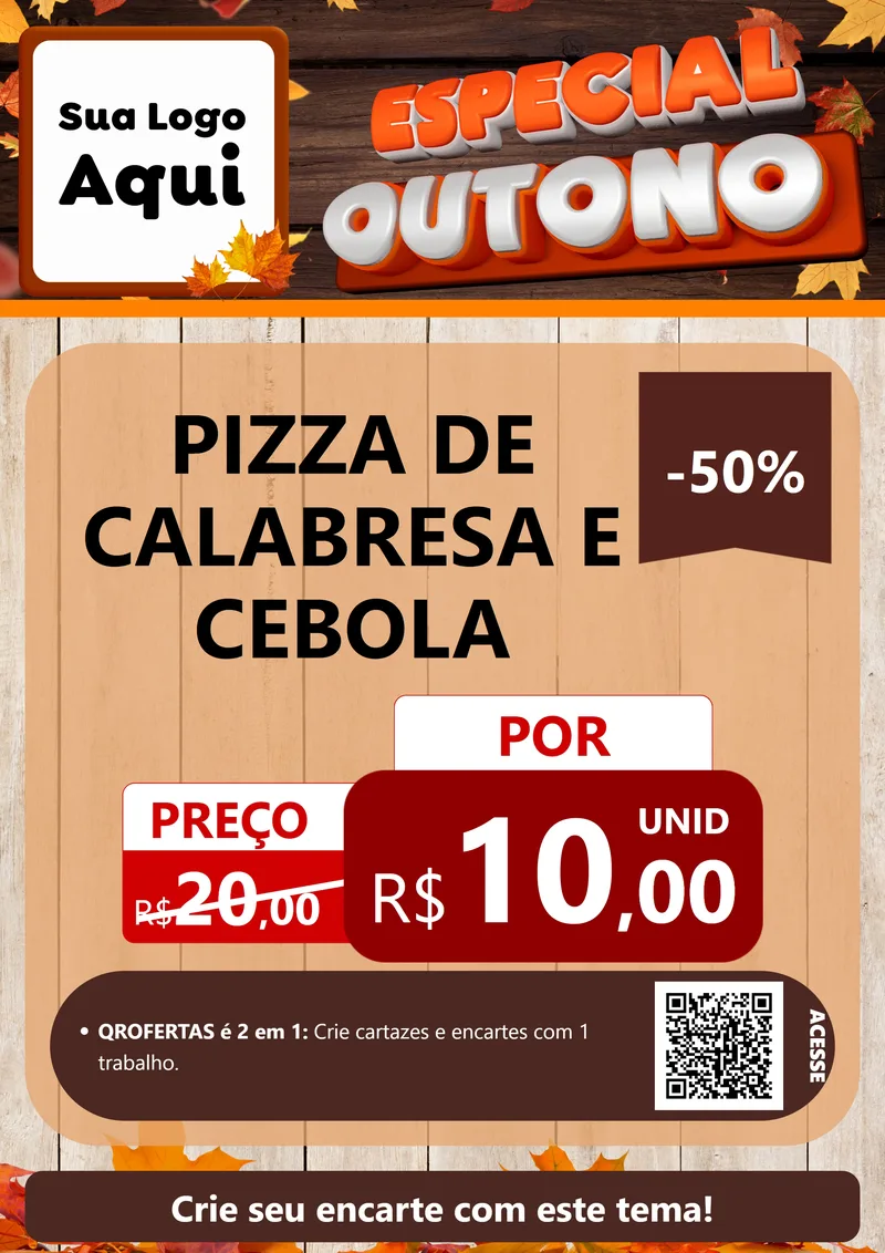 Modelo de Cartaz para Cartaz A4 Vertical com o tema Especial Outono para Pizzaria