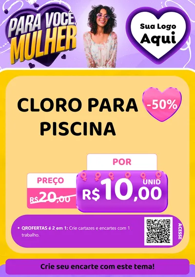 Modelo de Cartaz para Cartaz A4 Vertical com o tema Para Você, Mulher para Produtos para Piscina
