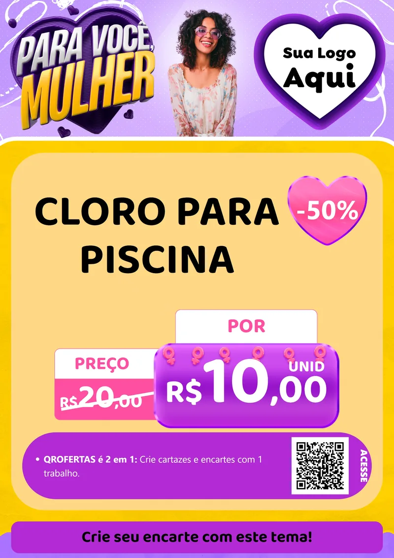 Modelo de Cartaz para Cartaz A4 Vertical com o tema Para Você, Mulher para Produtos para Piscina